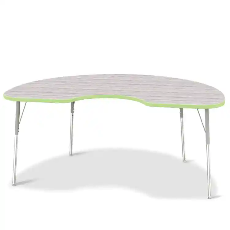 Berries® Driftwood Gray Top Activity Tables, Kidney 48" X 72", Adult Height-Key Lime