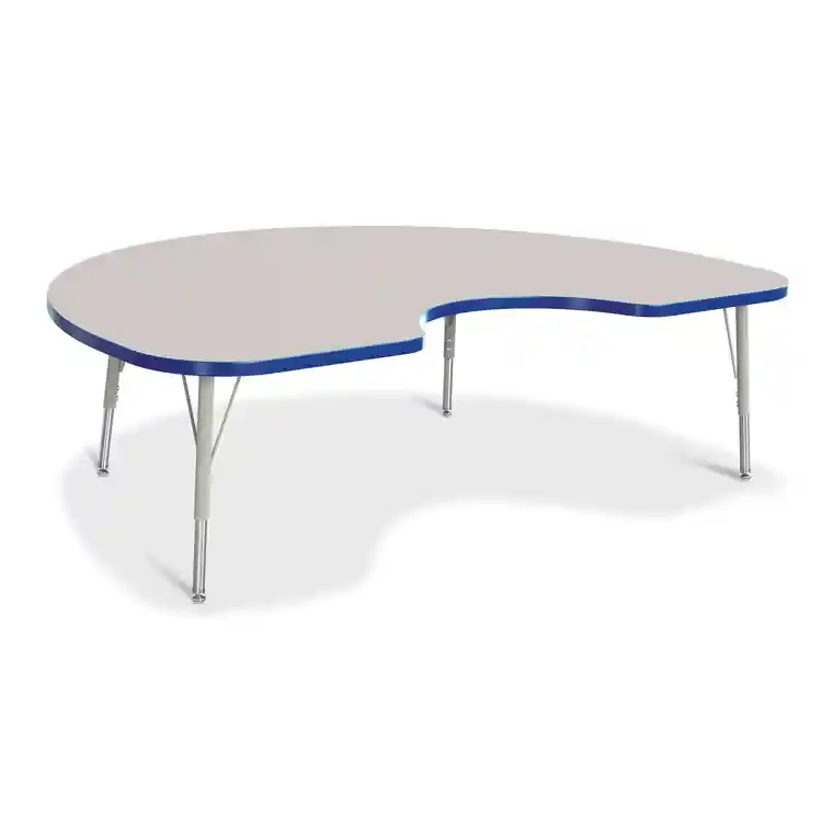 Rainbow Accents® KYDZ Gray Top Activity Tables, Kidney 48" x 72", Elementary 15" - 24", Blue