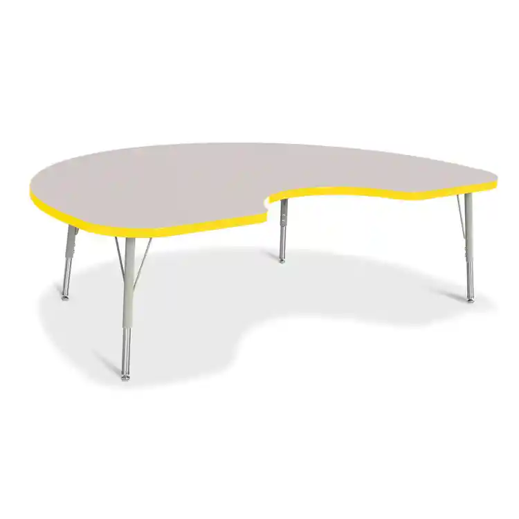 Rainbow Accents® KYDZ Gray Top Activity Tables, Kidney 48" x 72", Elementary 15" - 24", Yellow