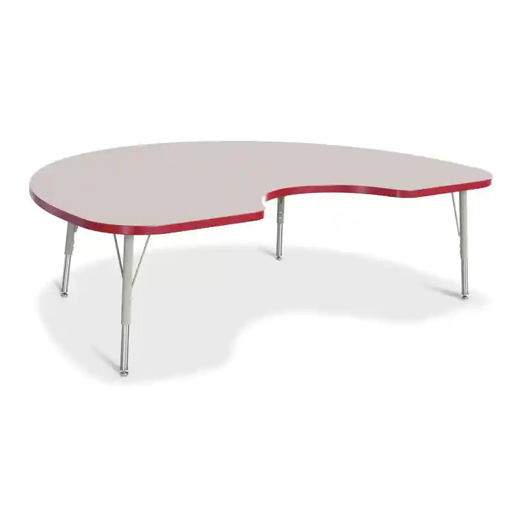 Rainbow Accents® KYDZ Gray Top Activity Tables, Kidney 48" x 72", Elementary 15" - 24", Red