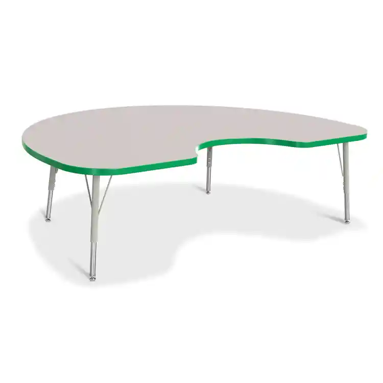 Rainbow Accents® KYDZ Gray Top Activity Tables, Kidney 48" x 72", Elementary 15" - 24", Green