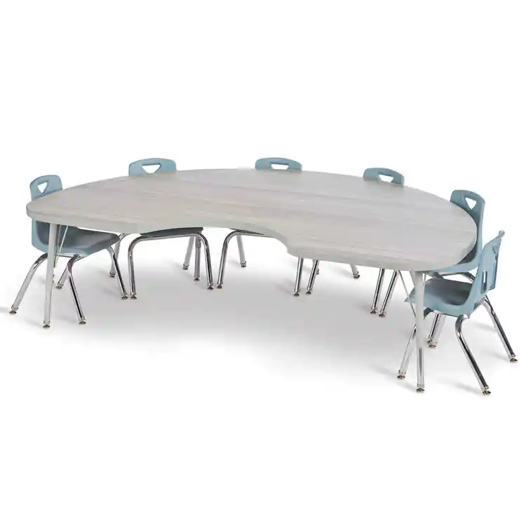 Berries® Driftwood Gray Top Activity Tables, Kidney 48" X 72", Elementary Height-Gray