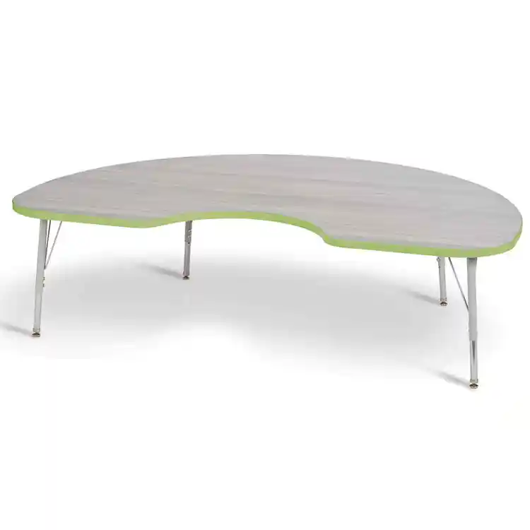 Berries® Driftwood Gray Top Activity Tables, Kidney 48" X 72", Elementary Height-Key Lime