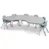 Berries® Driftwood Gray Top Activity Tables, Kidney 48" X 72", Elementary Height-Coastal Blue