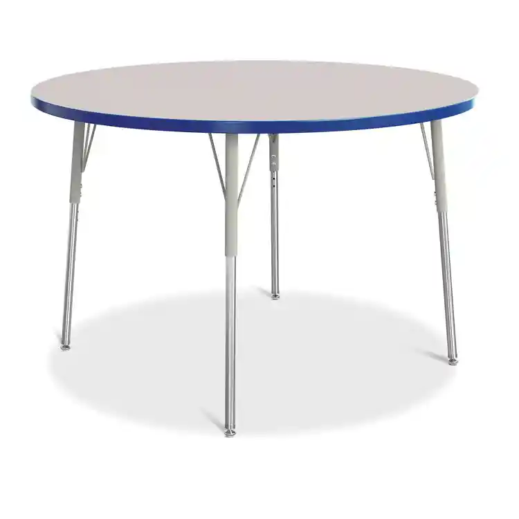 Rainbow Accents® KYDZ Gray Top Activity Tables, Round 48", Adult 24" - 31", Blue