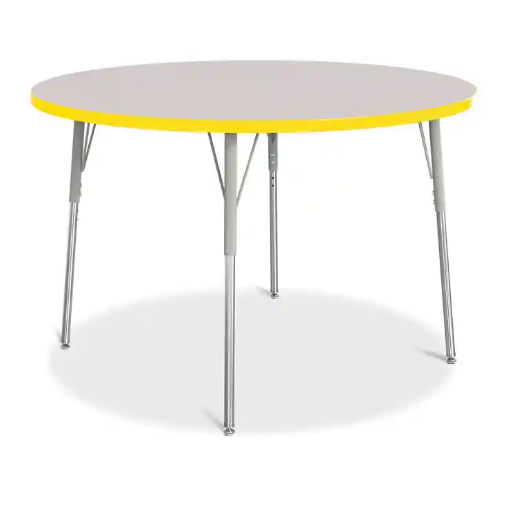 Rainbow Accents® KYDZ Gray Top Activity Tables, Round 48", Adult 24" - 31", Yellow