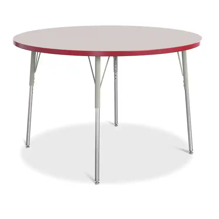 Rainbow Accents® KYDZ Gray Top Activity Tables, Round 48", Adult 24" - 31", Red