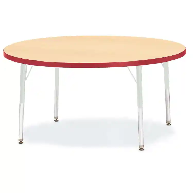 Rainbow Accents® Kydz® Maple Top Activity Tables, Round 48", Adult 24" - 31", Red