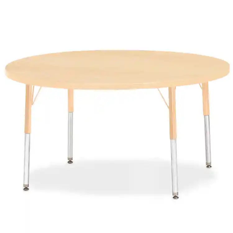 Rainbow Accents® Kydz® Maple Top Activity Tables, Round 48", Adult 24" - 31", Camel