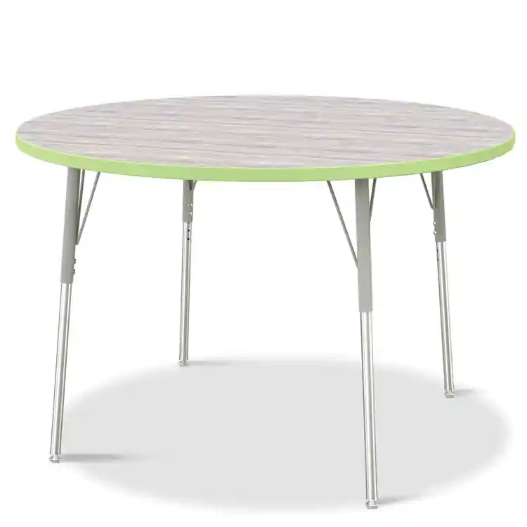 Berries® Driftwood Gray Top Activity Tables, Round 48" Adult Height-Key Lime