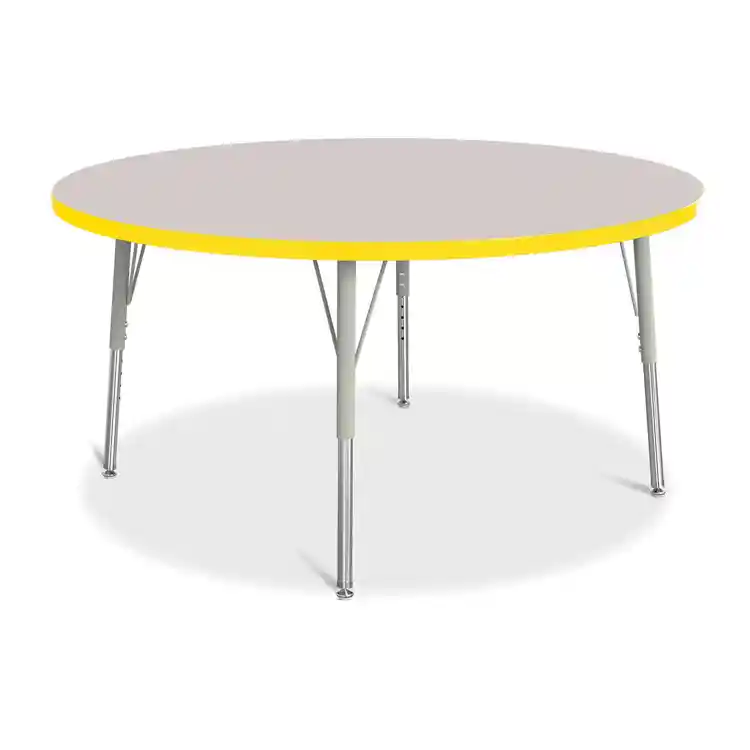 Rainbow Accents® KYDZ Gray Top Activity Tables, Round 48", Elementary 15" - 24", Yellow