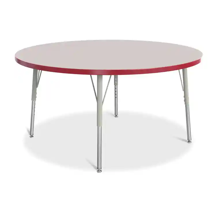 Rainbow Accents® KYDZ Gray Top Activity Tables, Round 48", Elementary 15" - 24", Red