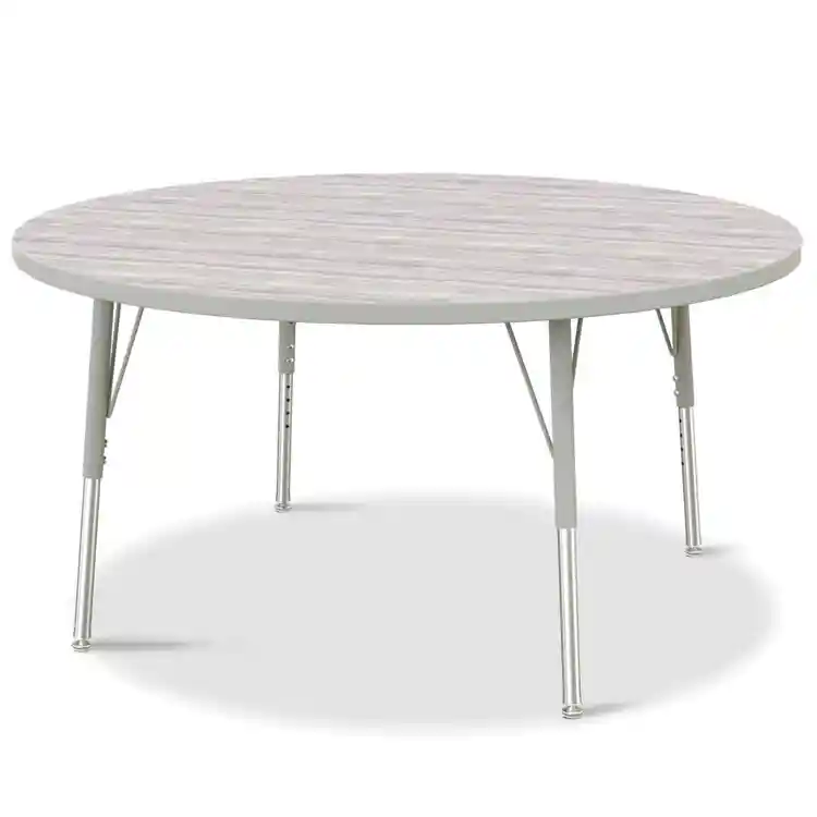 Berries® Driftwood Gray Top Activity Tables, Round 48" Elementary Height-Gray