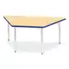 Rainbow Accents® Kydz® Maple Top Activity Tables, Trapezoid 30" x 60", Adult 24" - 31", Blue