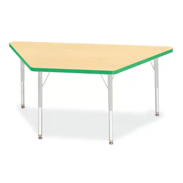 Rainbow Accents® Kydz® Maple Top Activity Tables, Trapezoid 30" x 60", Adult 24" - 31", Green