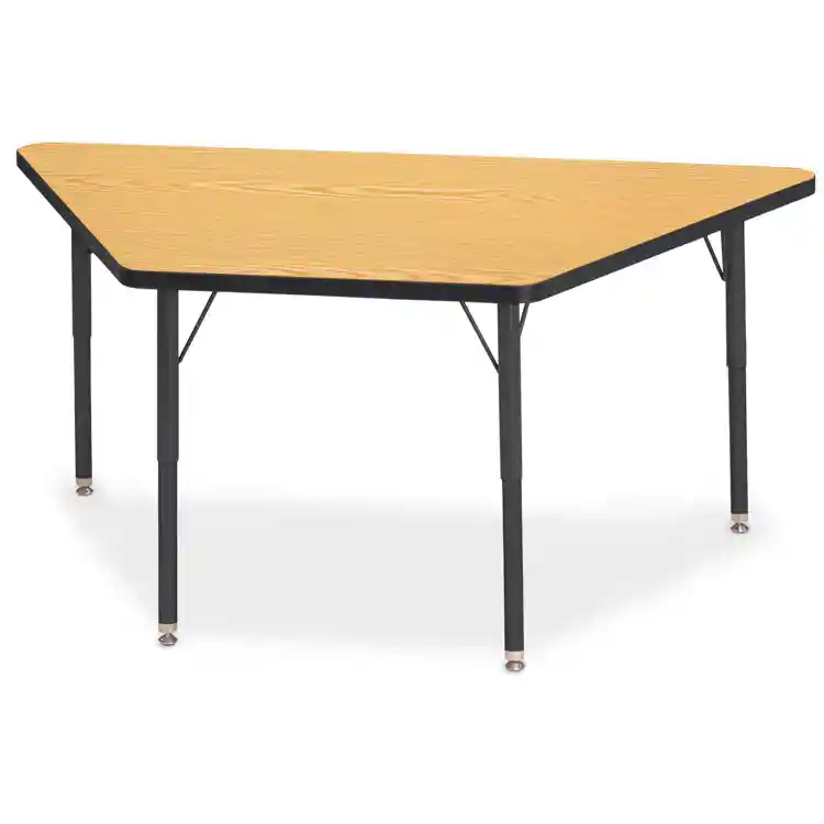 Jonti-Craft® Oak Top Activity Tables, Trapezoid 30" x 60", Adult 24" - 31"