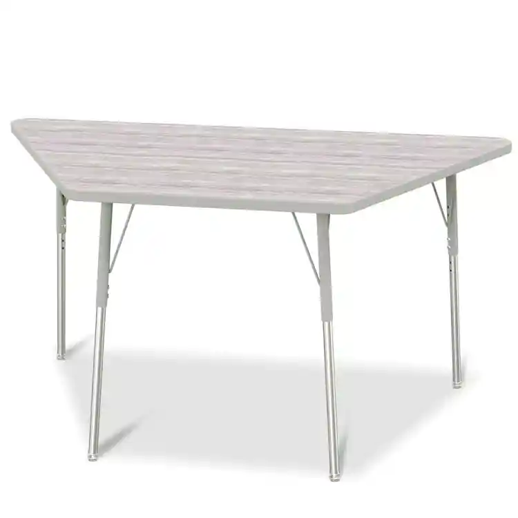 Berries® Driftwood Gray Top Activity Tables, Trapezoid 30" X 60", Adult Height-Gray