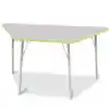 Berries® Driftwood Gray Top Activity Tables, Trapezoid 30" X 60", Adult Height-Key Lime