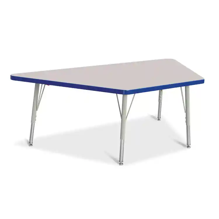 Rainbow Accents® KYDZ Gray Top Activity Tables, Trapezoid 30" x 60", Elementary 15" - 24", Blue