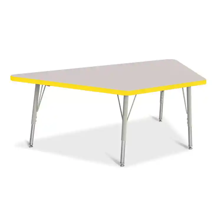 Rainbow Accents® KYDZ Gray Top Activity Tables, Trapezoid 30" x 60", Elementary 15" - 24", Yellow