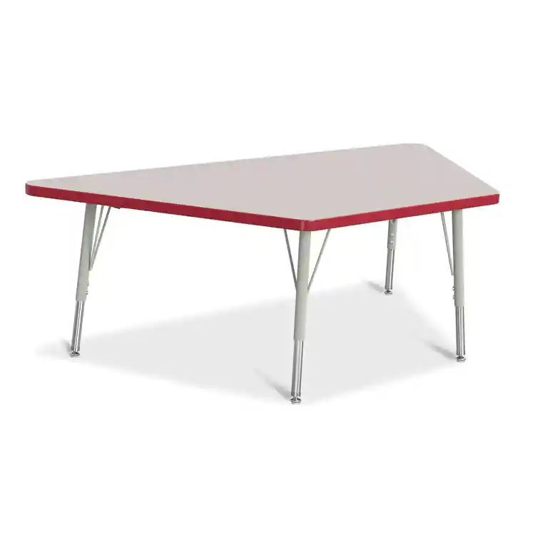 Rainbow Accents® KYDZ Gray Top Activity Tables, Trapezoid 30" x 60", Elementary 15" - 24", Red