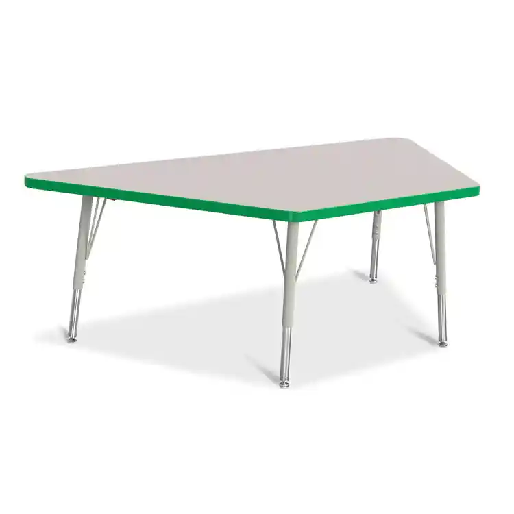 Rainbow Accents® KYDZ Gray Top Activity Tables, Trapezoid 30" x 60", Elementary 15" - 24", Green