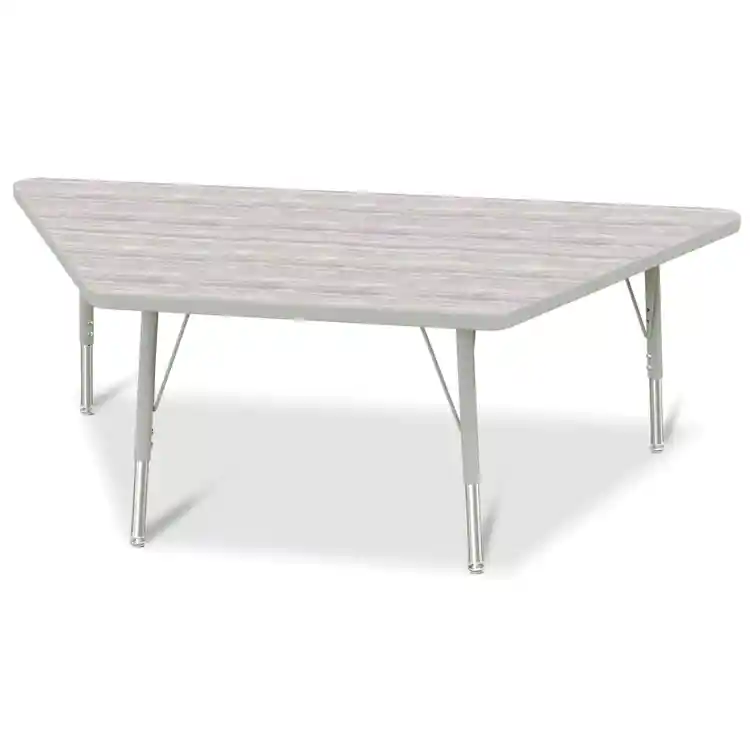 Berries® Driftwood Gray Top Activity Tables, Trapezoid 30" X 60", Elementary Height-Gray