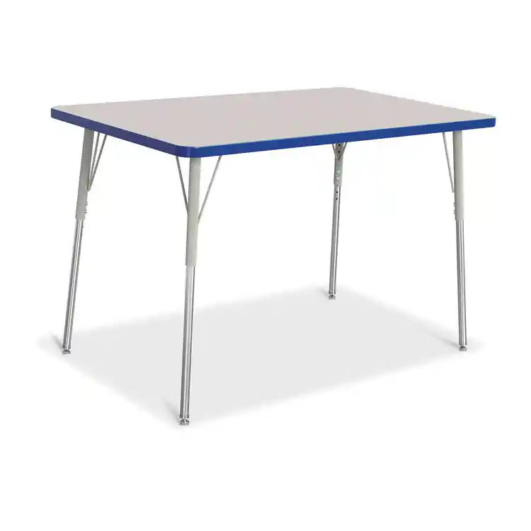 Rainbow Accents® KYDZ Gray Top Activity Tables, Rectangle 30" x 48", Adult 24" - 31", Blue