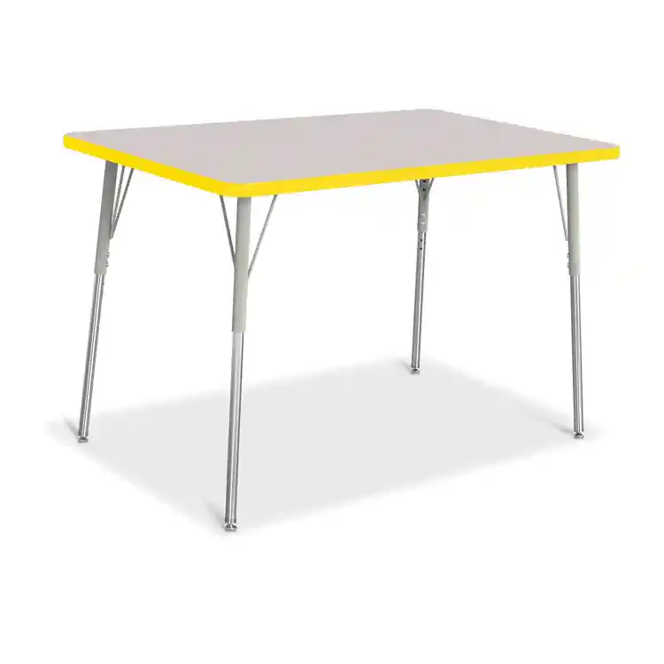 Rainbow Accents® KYDZ Gray Top Activity Tables, Rectangle 30" x 48", Adult 24" - 31", Yellow