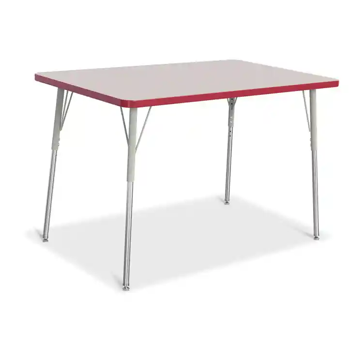 Rainbow Accents® KYDZ Gray Top Activity Tables, Rectangle 30" x 48", Adult 24" - 31", Red