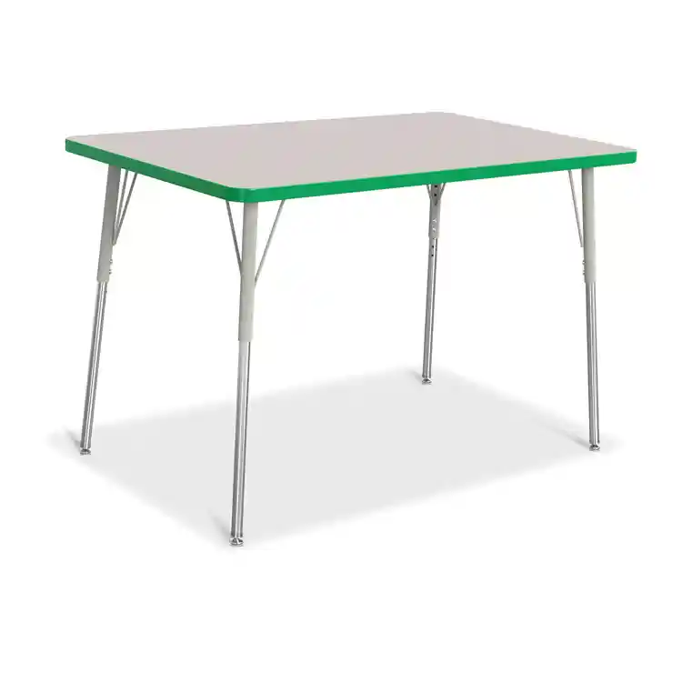 Rainbow Accents® KYDZ Gray Top Activity Tables, Rectangle 30" x 48", Adult 24" - 31", Green