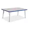 Rainbow Accents® KYDZ Gray Top Activity Tables, Rectangle 30" x 48", Elementary 15" - 24", Blue