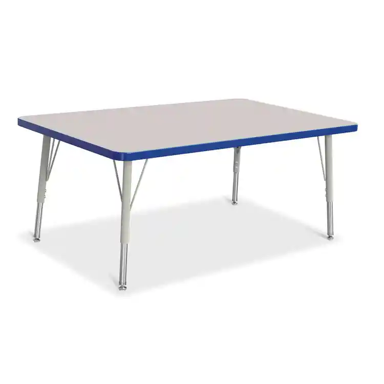 Rainbow Accents® KYDZ Gray Top Activity Tables, Rectangle 30" x 48", Elementary 15" - 24", Blue