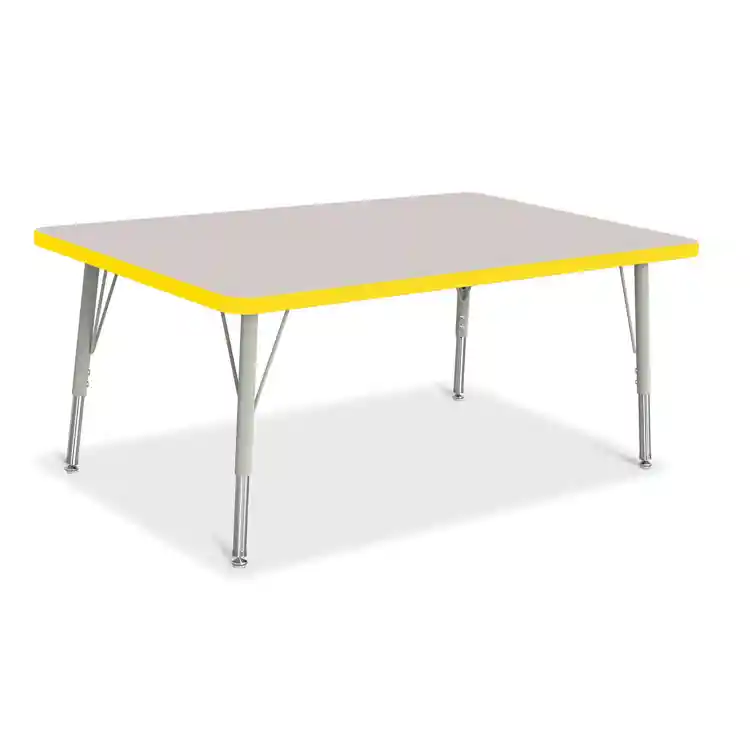 Rainbow Accents® KYDZ Gray Top Activity Tables, Rectangle 30" x 48", Elementary 15" - 24", Yellow