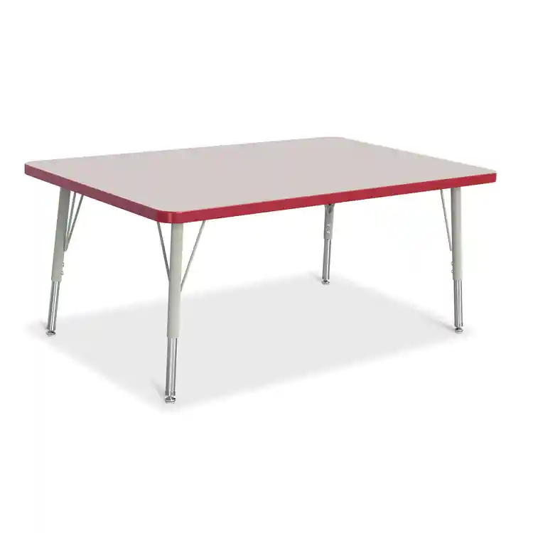 Rainbow Accents® KYDZ Gray Top Activity Tables, Rectangle 30" x 48", Elementary 15" - 24", Red