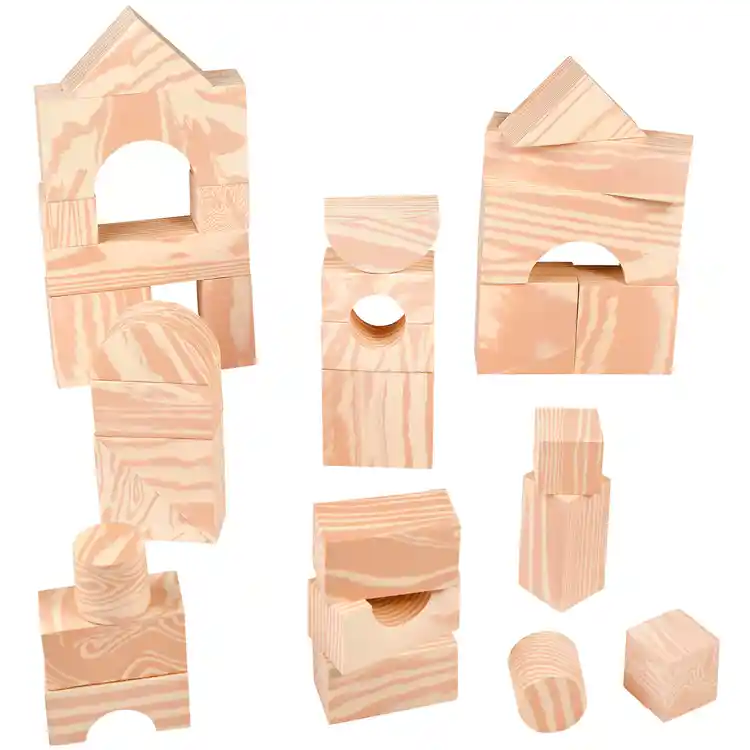 Wood-Like Soft Blocks, 30 Pieces