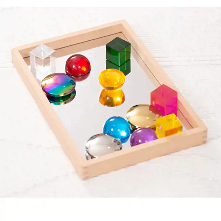 Small Wooden Mirror Tray