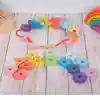 Rainbow Wooden Lacing Shapes