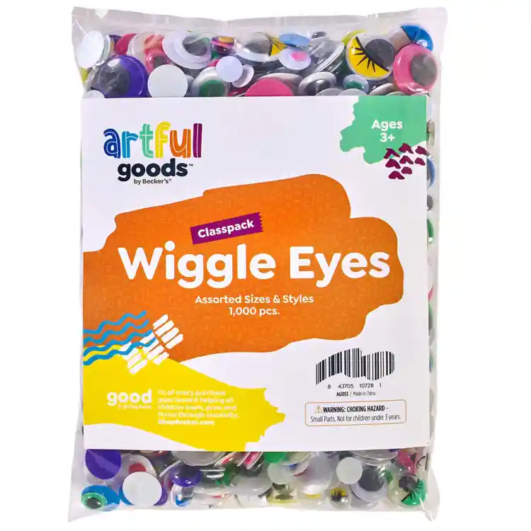 Artful Goods® Mixed Bag Wiggle Eyes, 1000 pieces