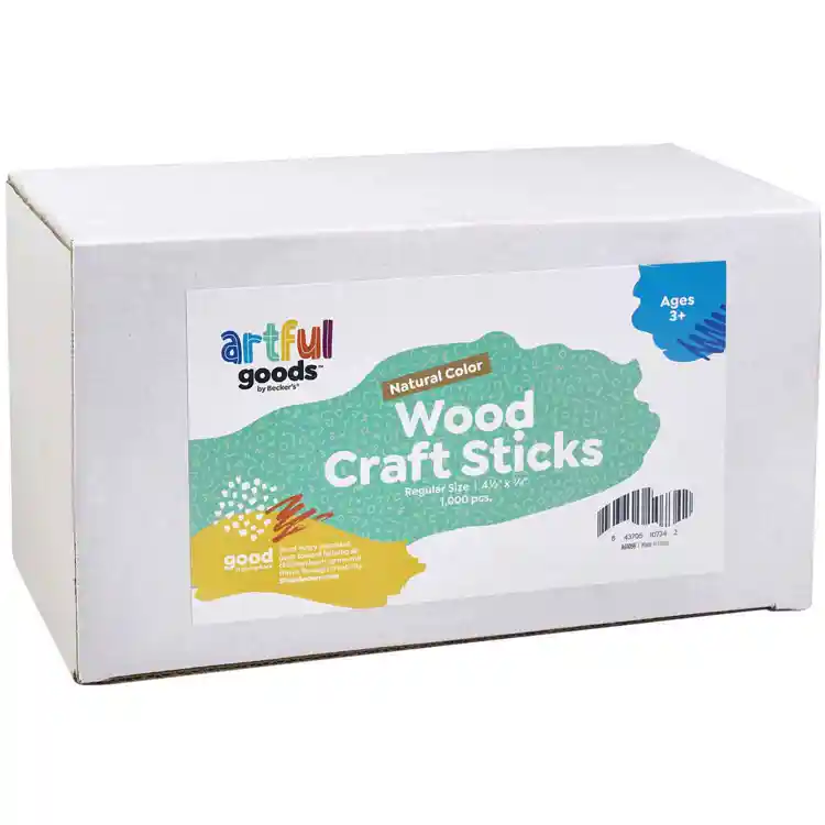 Artful Goods® Wood Craft Sticks, Regular Size, Natural