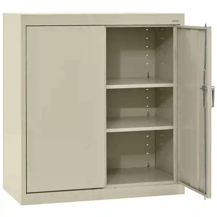 Storage Cabinet with Adjustable Shelves, Putty, 18"D x 36"H, 2 Shelves