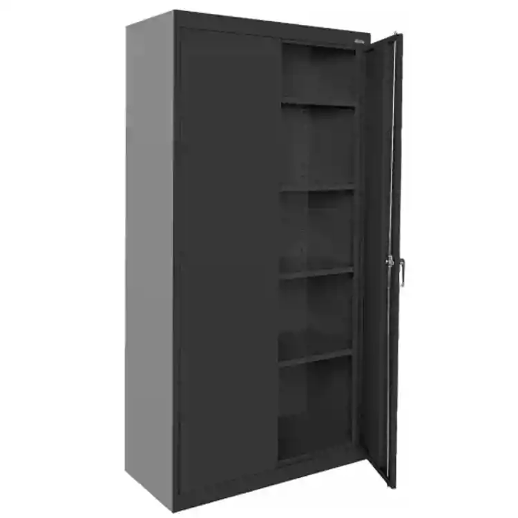 Storage Cabinet with Adjustable Shelves, Black, 18"D x 72"H, 4 Shelves