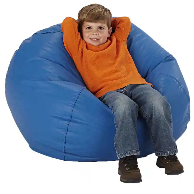 Round Bean Bag Chairs, Blue, Deluxe, 35"