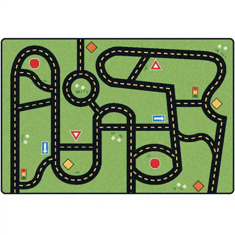 Drive & Play Accent Classroom Rug, Rectangle 3' x 4'6"