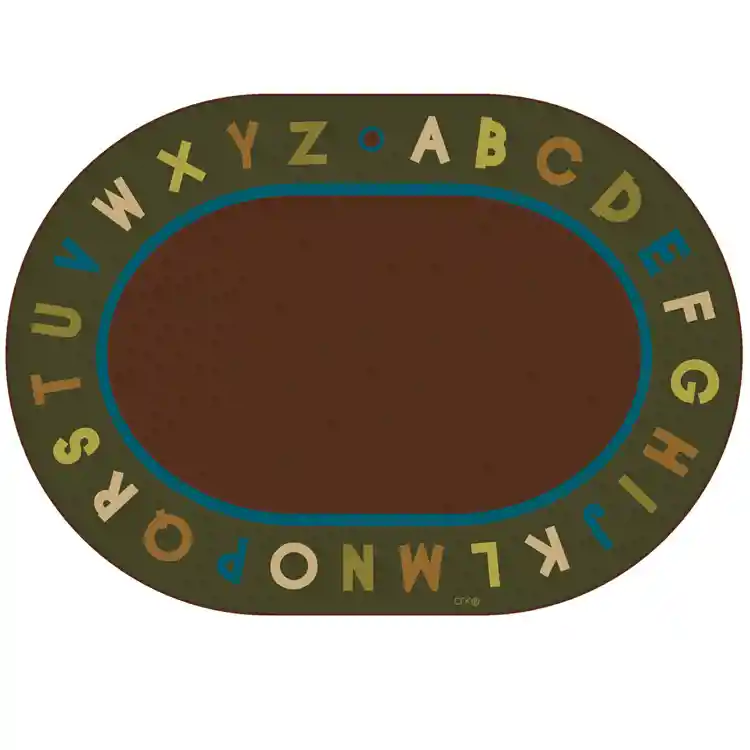 Alphabet Circletime Classroom Rug, Nature's Colors, Oval 6' x 9'