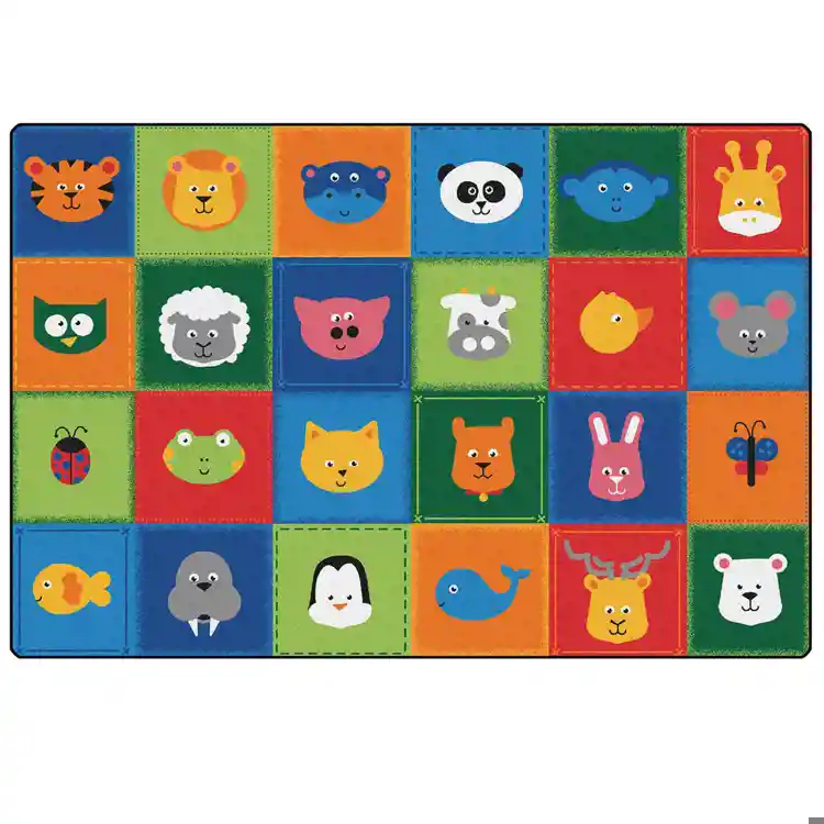 KIDSoft™ Animal Patchwork Rug, Primary Colors, Rectangle 4' x 6'