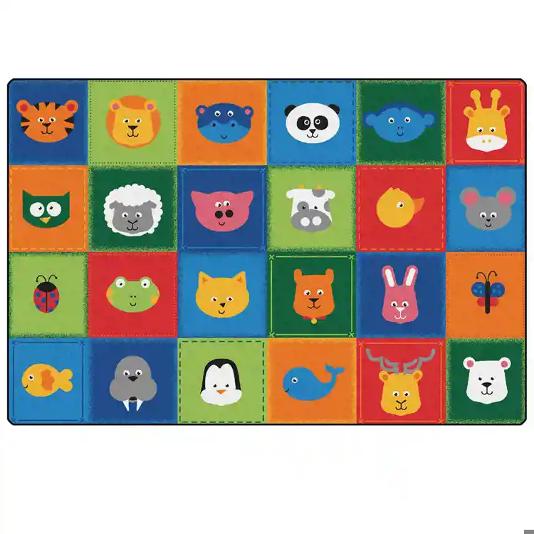 KIDSoft™ Animal Patchwork Rug, Primary Colors, Rectangle 8' x 12'