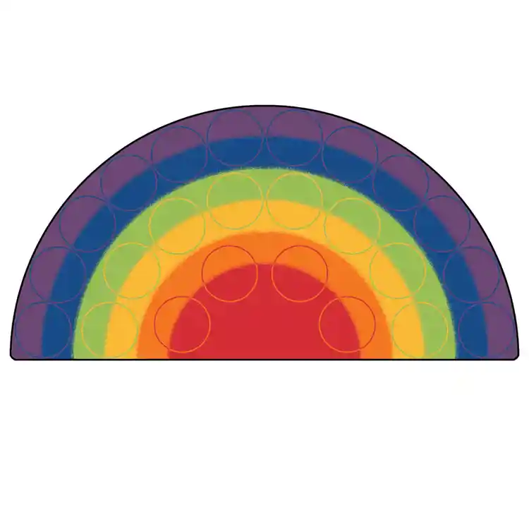 Rainbow Rows Classroom Rug, Semi-Circle 6' x 12'