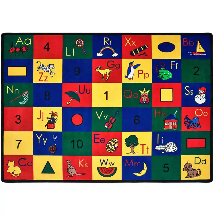 Blocks of Fun Classroom Rug, Rectangle 4'5" x 5'10"