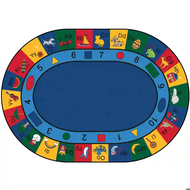 Blocks of Fun Classroom Rug, Oval 6'9" x 9'5"